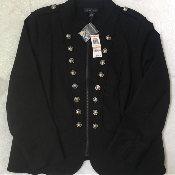 INC International Concepts Jackets & Blazers - INC Harvest Sun Deep Black Zipper Front Blazer 2x